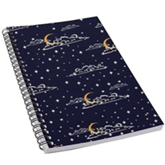 Hand Drawn Scratch Style Night Sky With Moon Cloud Space Among Stars Seamless Pattern Vector Design  5 5  X 8 5  Notebook