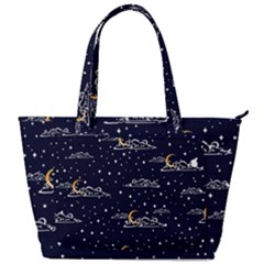 Hand Drawn Scratch Style Night Sky With Moon Cloud Space Among Stars Seamless Pattern Vector Design  Back Pocket Shoulder Bag 