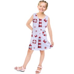 Nautical Seamless Pattern Kids  Tunic Dress