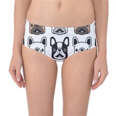 Dog French Bulldog Seamless Pattern Face Head Mid-waist Bikini Bottoms