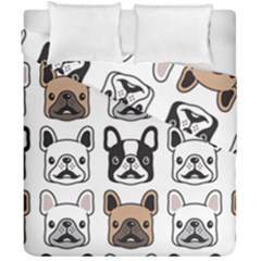 Dog French Bulldog Seamless Pattern Face Head Duvet Cover Double Side (california King Size)