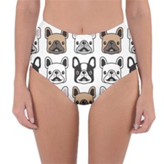 Dog French Bulldog Seamless Pattern Face Head Reversible High-waist Bikini Bottoms