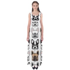 Dog French Bulldog Seamless Pattern Face Head Empire Waist Maxi Dress