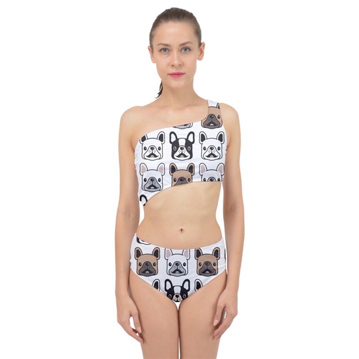 Dog french bulldog seamless pattern face head Spliced Up Two Piece Swimsuit