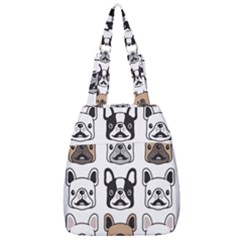 Dog French Bulldog Seamless Pattern Face Head Center Zip Backpack by BangZart