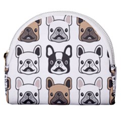 Dog French Bulldog Seamless Pattern Face Head Horseshoe Style Canvas Pouch by BangZart