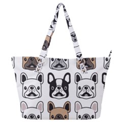 Dog French Bulldog Seamless Pattern Face Head Full Print Shoulder Bag by BangZart