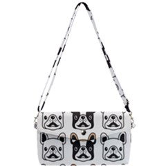 Dog French Bulldog Seamless Pattern Face Head Removable Strap Clutch Bag