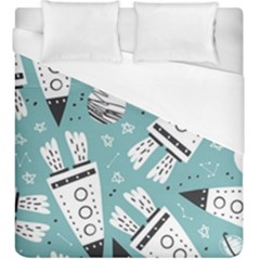 Cute Seamless Pattern With Rocket Planets Stars Duvet Cover (king Size)