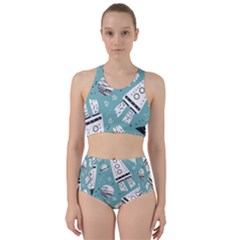 Cute Seamless Pattern With Rocket Planets Stars Racer Back Bikini Set