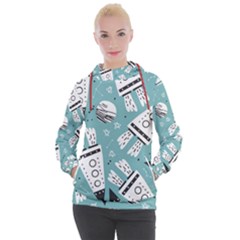 Cute Seamless Pattern With Rocket Planets Stars Women s Hooded Pullover by BangZart