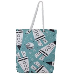 Cute Seamless Pattern With Rocket Planets Stars Full Print Rope Handle Tote (large) by BangZart