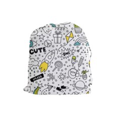 Set Cute Colorful Doodle Hand Drawing Drawstring Pouch (large)