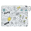 Set cute colorful doodle hand drawing Canvas Cosmetic Bag (XXL) View2