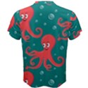 Cute smiling red octopus swimming underwater Men s Cotton Tee View2