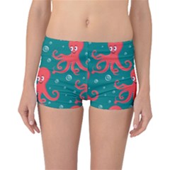 Cute Smiling Red Octopus Swimming Underwater Boyleg Bikini Bottoms