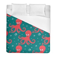 Cute Smiling Red Octopus Swimming Underwater Duvet Cover (full/ Double Size)