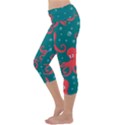 Cute smiling red octopus swimming underwater Capri Yoga Leggings View2