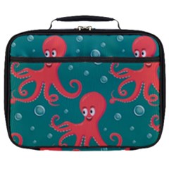Cute Smiling Red Octopus Swimming Underwater Full Print Lunch Bag