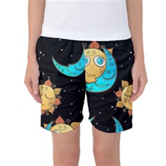 Seamless Pattern With Sun Moon Children Women s Basketball Shorts