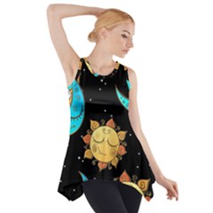 Seamless Pattern With Sun Moon Children Side Drop Tank Tunic by BangZart