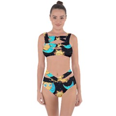 Seamless Pattern With Sun Moon Children Bandaged Up Bikini Set 