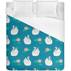 Elegant Swan Pattern With Water Lily Flowers Duvet Cover (california King Size) by BangZart