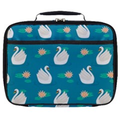 Elegant Swan Pattern With Water Lily Flowers Full Print Lunch Bag