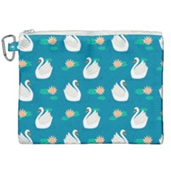 Elegant Swan Pattern With Water Lily Flowers Canvas Cosmetic Bag (xxl) by BangZart