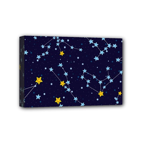 Seamless pattern with cartoon zodiac constellations starry sky Mini Canvas 6  x 4  (Stretched)