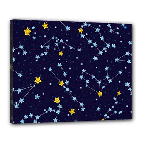 Seamless pattern with cartoon zodiac constellations starry sky Canvas 20  x 16  (Stretched)