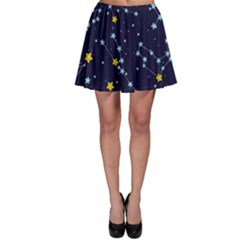 Seamless pattern with cartoon zodiac constellations starry sky Skater Skirt