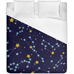 Seamless Pattern With Cartoon Zodiac Constellations Starry Sky Duvet Cover (california King Size)