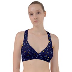 Seamless pattern with cartoon zodiac constellations starry sky Sweetheart Sports Bra