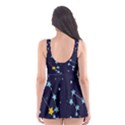 Seamless pattern with cartoon zodiac constellations starry sky Skater Dress Swimsuit View2