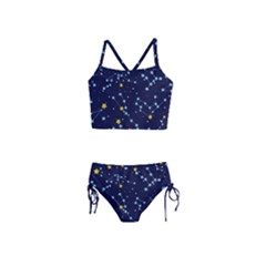 Seamless pattern with cartoon zodiac constellations starry sky Girls  Tankini Swimsuit