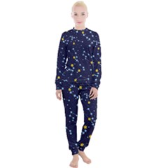 Seamless pattern with cartoon zodiac constellations starry sky Women s Lounge Set