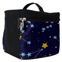 Seamless pattern with cartoon zodiac constellations starry sky Make Up Travel Bag (Small)