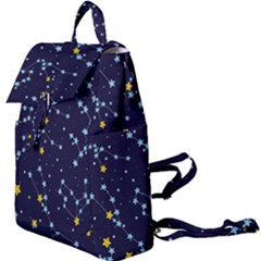 Seamless pattern with cartoon zodiac constellations starry sky Buckle Everyday Backpack