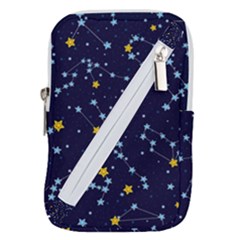 Seamless pattern with cartoon zodiac constellations starry sky Belt Pouch Bag (Small)