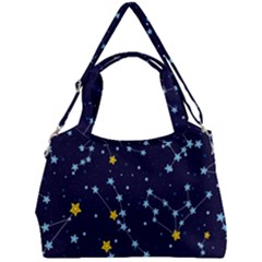 Seamless pattern with cartoon zodiac constellations starry sky Double Compartment Shoulder Bag