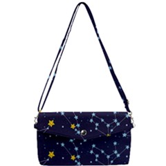 Seamless pattern with cartoon zodiac constellations starry sky Removable Strap Clutch Bag