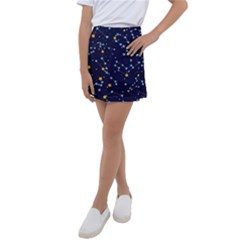 Seamless pattern with cartoon zodiac constellations starry sky Kids  Tennis Skirt