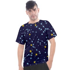 Seamless pattern with cartoon zodiac constellations starry sky Men s Sport Top