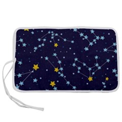 Seamless pattern with cartoon zodiac constellations starry sky Pen Storage Case (S)