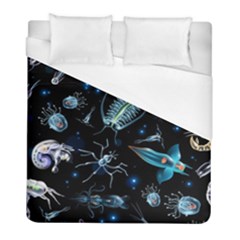 Colorful Abstract Pattern Consisting Glowing Lights Luminescent Images Marine Plankton Dark Background Duvet Cover (full/ Double Size)