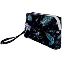 Colorful Abstract Pattern Consisting Glowing Lights Luminescent Images Marine Plankton Dark Background Wristlet Pouch Bag (small)