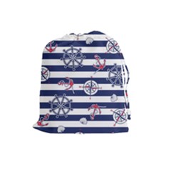 Seamless Marine Pattern Drawstring Pouch (large)