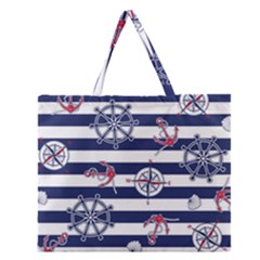 Seamless Marine Pattern Zipper Large Tote Bag