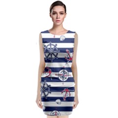 Seamless Marine Pattern Classic Sleeveless Midi Dress